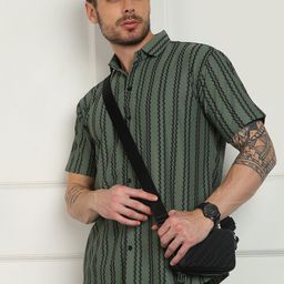 SZN Men Standard Fit Vertical Striped Spread Collar Casual Shirt-image-16