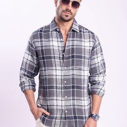 Bene Kleed Men Tartan Checked Spread Collar Pure Cotton Casual Shirt-picture-28