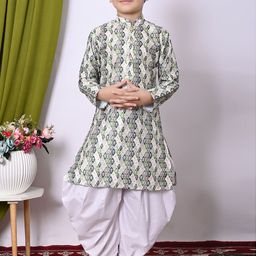Cae Boys Embroidered Regular Sequinned Dupion Silk Kurta with Patiala-19