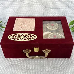 DIWAM HANDICRAFTS Red Dry Fruit Wooden Return Home Gift Box-picture-4