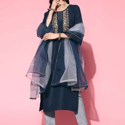 Sangria Embroidered Kurta With Trouser & Dupatta-44