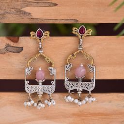 Anvik Artificial Stones And Beaded Contemporary Shaped Drop Earrings-25