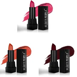 Beauty People Set Of 3 Pure Matte Long Lasting Lipstick- 3.8 g Each- 104- 108- 115-32
