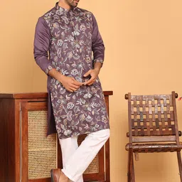 Jompers Men Floral Embroidered Regular Thread Work Kurta with Pyjamas-picture-54