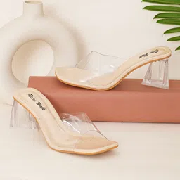 Retro Walk Women Solid Open Toe Kitten Mules Heels-10