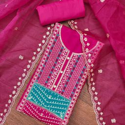 SAINOOR Embroidered Pure Cotton Semi-Stitched Dress Material-image-45