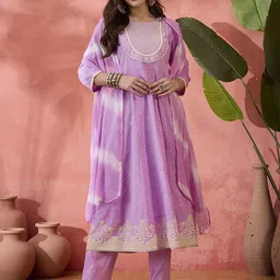 Sangria Women Abstract Embroidered Kurta with Trousers & Dupatta-picture-20