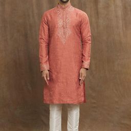 Arihant Rai Sinha Ethnic Motifs Embroidered Thread Work Pure Silk Kurta With Churidar-image-92