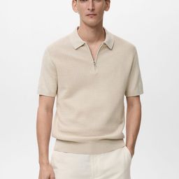 MANGO MAN Self Design Polo Collar Pure Cotton Knitted T-shirt-picture-20