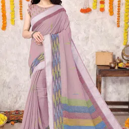 KALINI Zari Block Print Saree With Blouse Piece-picture-13