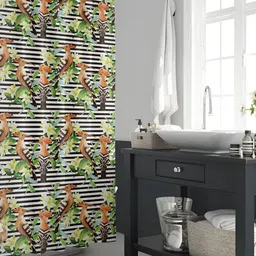 ArtzFolio Black & Brown Printed Water Proof Shower Curtain-image-99