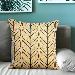 Vinayaka Fab Peach-Coloured Embroidered Square Cushion Covers-17