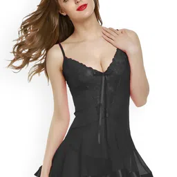 Xs and Os Self Design Net Baby Doll Comes with Briefs image 3