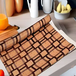 Aura Beige & Brown Printed Water Resistant Anti-Slip Shelf Liner Organiser-image-44