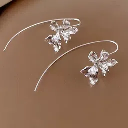 VAGHBHATT Silver-Plated Floral Shaped Drop Earrings-57
