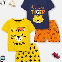 YK X Trampoline Boys Pack Of 2 Animal Graphic Printed T-Shirts With Shorts-28