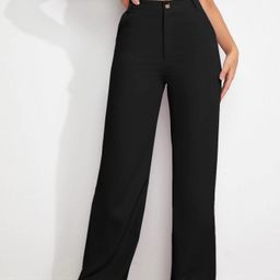 FNOCKS Women Relaxed Straight Leg High-Rise Stain Resistant Trousers-image-67