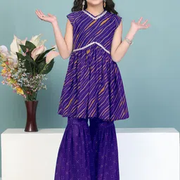BAESD Girls Leheriya Printed Regular Kurta with Sharara-picture-17