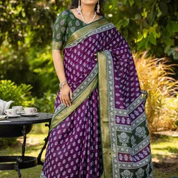 Anouk Rustic Ethnic Motifs Zari Saree-image-77