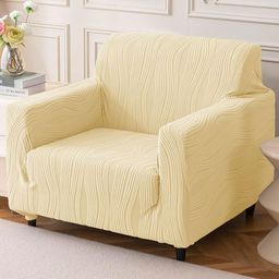 House Of Quirk Single Seater Jacquard Waterproof Crizzle Pattern Fabric Sofa Cover-image-5