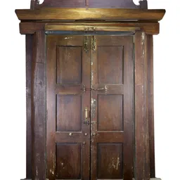 Exotic India Brown Large Vintage Wooden Home Temple With Frame-53
