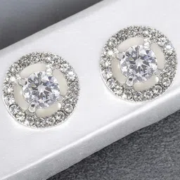 DressBerry Silver-Plated Cubic Zirconia Contemporary Studs-57