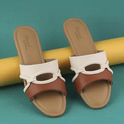 D LORZERI Women Colourblocked Open Toe Flats with Bows-picture-49