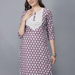 ETRAANA Printed Pure Cotton Round Neck Kurta-image-66