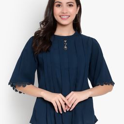 Moda Rapido Keyhole Neck Flared Sleeve Georgette Top-picture-18