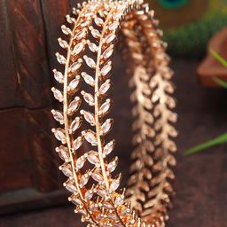 Anouk Set Of 2 Rose Gold-Plated American Diamond Studded Bangles-8