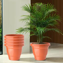 Kuber Industries Set Of 5 Orange-Coloured Planter With Pot image 1