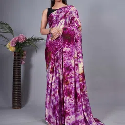 DIVASTRI Floral Printed Pure Chiffon Ready to Wear Saree-image-47