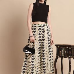 Pistaa Women Geometric Printed Cotton Flared Ethnic Palazzos-image-103
