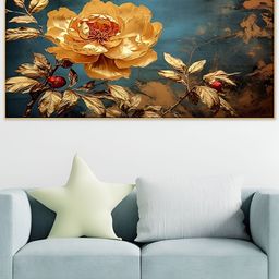 DEKORSTATION Yellow & Blue Floral And Botanical Printed Canvas Wall Art-image-62