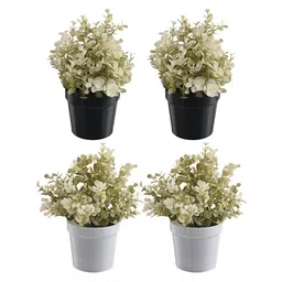 Kuber Industries Black & Green 4 Pieces Artificial Plant-14