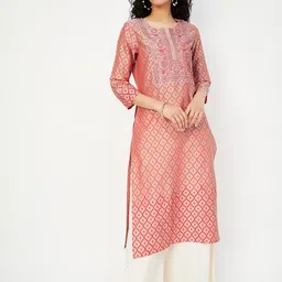 max Women Geometric Yoke Design Kurta-image-91