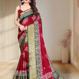 MAGNEITTA Batik Printed Zari Jamdani Saree-picture-5