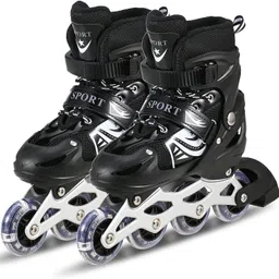 countrylink New Inline Skating with LED Flashing Wheel Aluminum Body with Size Adjustable In-line Skates - Size 8-11 UK-picture-1