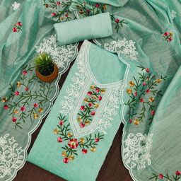 SAINOOR Embroidered Semi-Stitched Dress Material-image-59