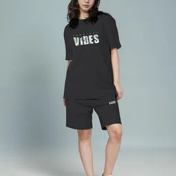 FITIN OUTFIT Printed Pure Cotton Round Neck T-Shirt With Shorts Co-Ords-picture-2