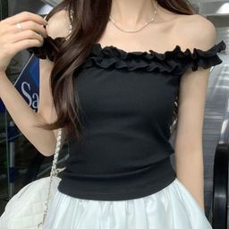 StyleCast x Revolte Ruffles Off-Shoulder Fitted Crop Top-image-60