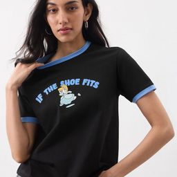 The Souled Store Women Disney Typography Printed Pure Cotton Relaxed Fit T-shirt-picture-48