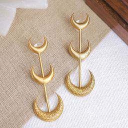 VIRAASI Brass-Plated Crescent Shaped Drop Earrings-0