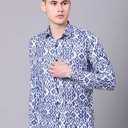 SHANLIYA Classic Geometric Printed Spread Collar Cotton Shirt-image-28
