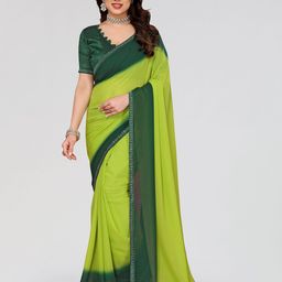 Moda Rapido Colourblocked Beads and Stones Poly Georgette Designer Saree-image-96