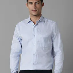 Louis Philippe Men Classic Spread Collar Textured Printed Cotton Formal Shirt-image-66