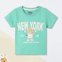 max Boys Typography Printed Pure Cotton Applique T-shirt-13