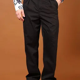 LIMEROAD V-Mart Men Pleated Regular Fit Mid-Rise Chinos Trousers-picture-8