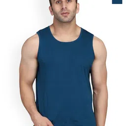 SLOWLORIS Pack Of 2 Round Neck Sleeveless Bio-Wash Cotton Gym Vests-picture-25