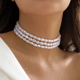 Shining Diva Fashion Pearls Studded Necklace-image-24